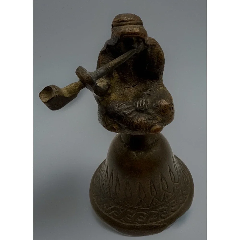 Vintage Antique Brass‎ Bell Monk Smoking Pipe RARE
